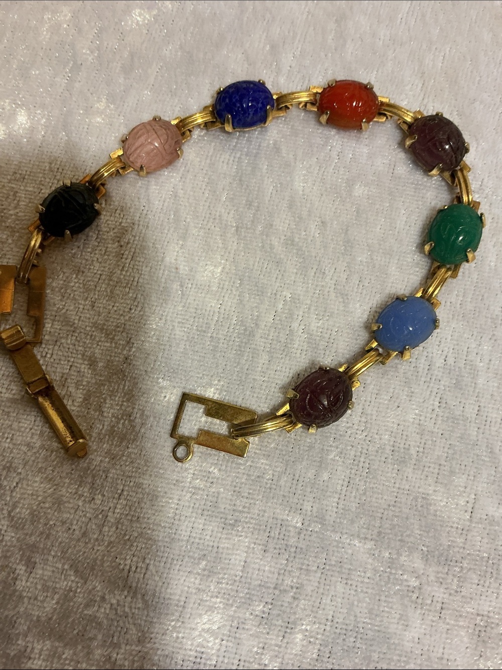 Gold Multi-Stone Scarab Bracelet